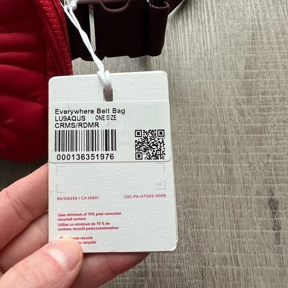 Lululemon Team Canada Olympic Quilted Everywhere Belt Bag in Crimson/Red Merlot